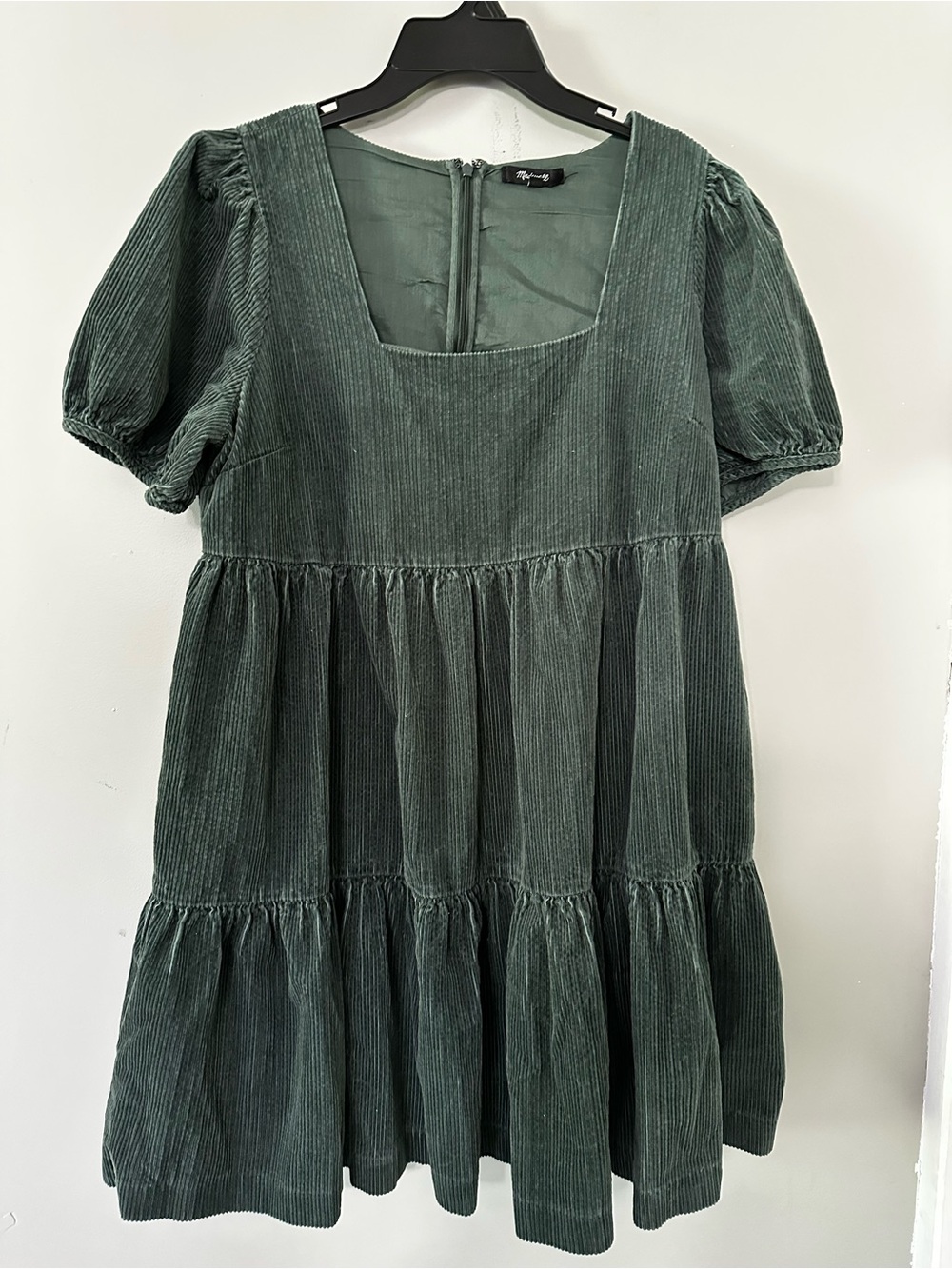 Madewell Green Corduroy Aidy Mini Dress
